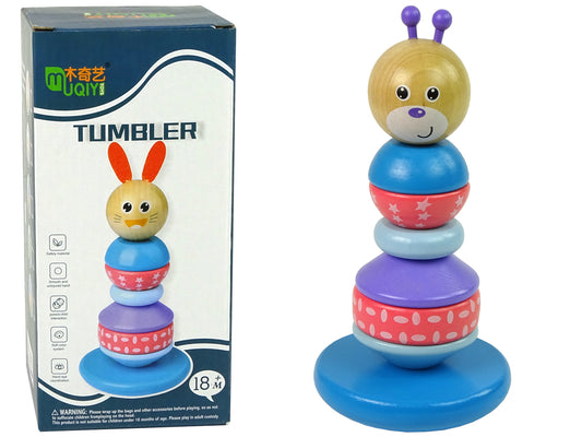 LEAN Toys Teddybär-Lernpyramide Balancierturm aus Holz